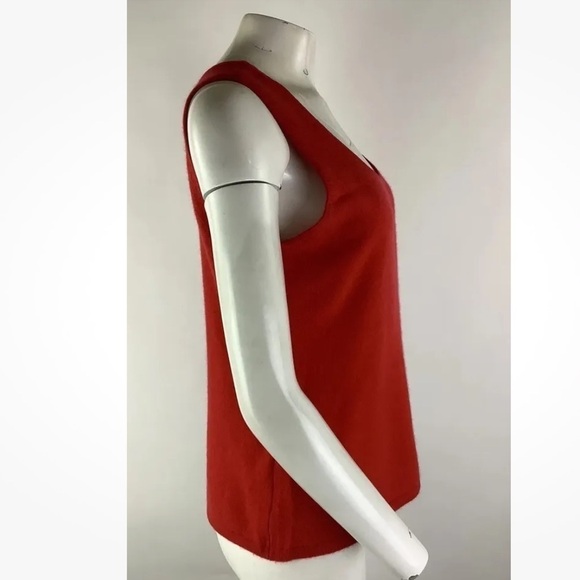 NWT Neiman Marcus Sz 1X 100% Cashmere Knit Tank Top Red Pullover Style - Picture 3 of 7